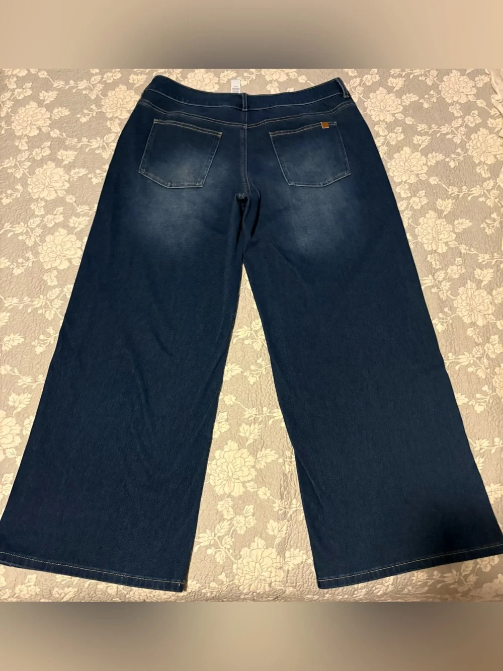 Halara Flex Wide-Leg Asymmetrical Low Rise Baggy Dark Blue Jeans - Size L - Picture 5 of 7